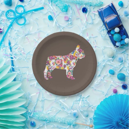 French Bulldog Blume Pattern Frenchie Bulldogs Pappteller (Party)
