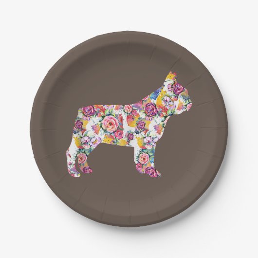 French Bulldog Blume Pattern Frenchie Bulldogs Pappteller (Vorderseite)