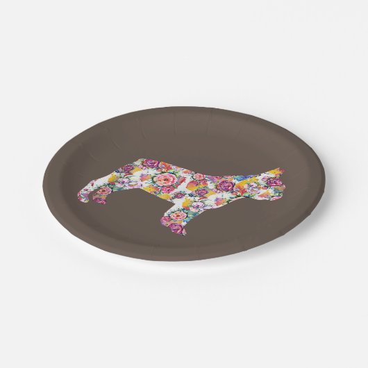 French Bulldog Blume Pattern Frenchie Bulldogs Pappteller (Schrägansicht)