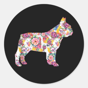 French Bulldog Blume Pattern Frenchie Bulldogs Runder Aufkleber