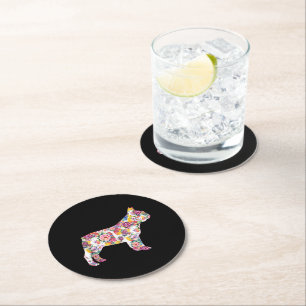 French Bulldog Blume Pattern Frenchie Bulldogs Runder Pappuntersetzer