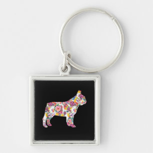French Bulldog Blume Pattern Frenchie Bulldogs Schlüsselanhänger