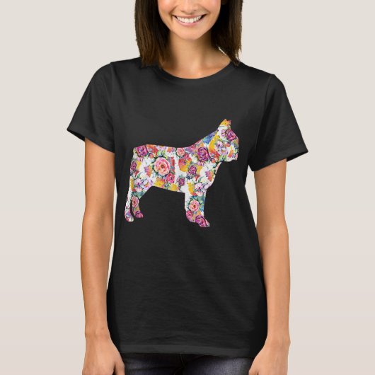 French Bulldog Blume Pattern Frenchie Bulldogs T-Shirt (Vorderseite)