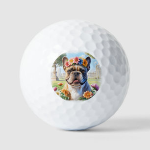 French Bulldog Blumenkranz Muttertag Golfball