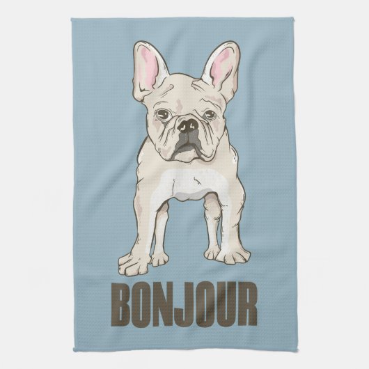 French Bulldog Bonjour Geschirrtuch (Vertikal)