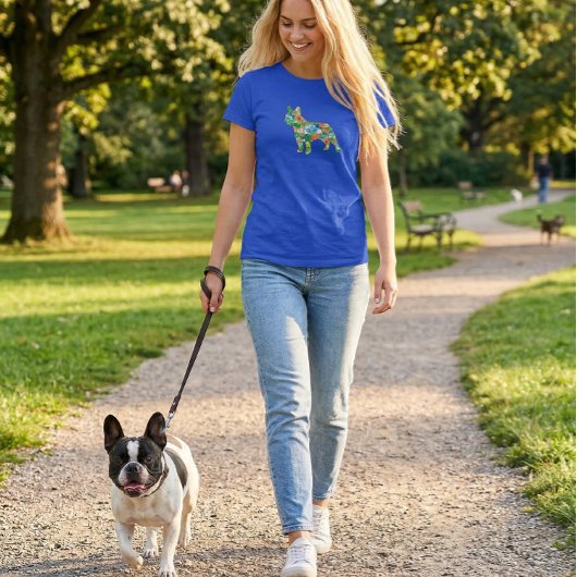 French Bulldog Botanical Silhouette  T-Shirt