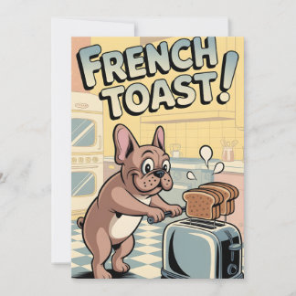French Bulldog Breakfast Cartoon Art Feiertagskarte