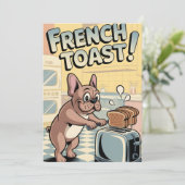 French Bulldog Breakfast Cartoon Art Feiertagskarte (Stehend Vorderseite)
