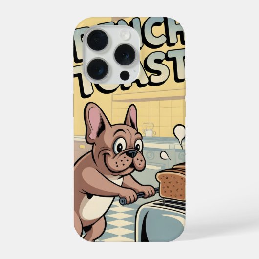 French Bulldog Breakfast Cartoon Art iPhone Hülle (Rückseite)