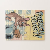 French Bulldog Breakfast Cartoon Art Puzzle (Horizontal)