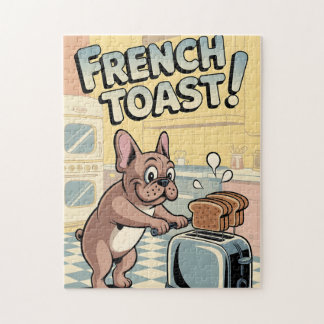 French Bulldog Breakfast Cartoon Art Puzzle
