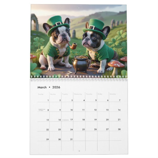 French Bulldog Calendar Kalender (Mär 2026)