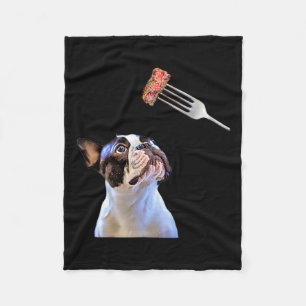 French Bulldog Cartoon Filter Steak Dinner Fug Dog Fleecedecke