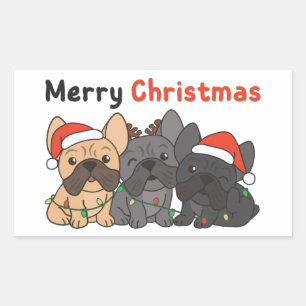 French Bulldog Christmas Animals Niedlich Hunde Sq Rechteckiger Aufkleber