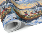French Bulldog Christmas Boat Holiday Geschenkpapier (Rolleneckpunkt)