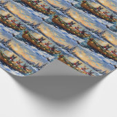 French Bulldog Christmas Boat Holiday Geschenkpapier (Ecke)