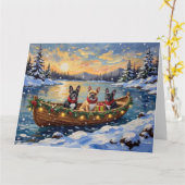 French Bulldog Christmas Boat Holiday Karte (Gelbe Blume)
