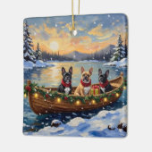 French Bulldog Christmas Boat Holiday Keramikornament (Links)