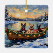 French Bulldog Christmas Boat Holiday Keramikornament (Rückseite)
