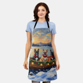 French Bulldog Christmas Boat Holiday Schürze (Getragen)