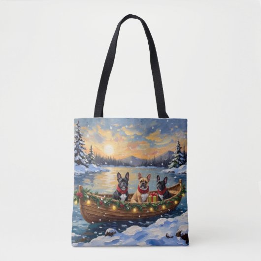 French Bulldog Christmas Boat Holiday Tasche (Vorderseite)