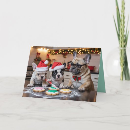 French Bulldog Christmas Cookie Card Karte (Vorderseite)