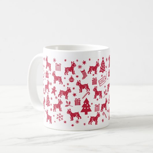 French Bulldog Christmas Design Kaffeetasse (Vorderseite Links)