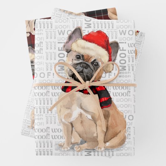 French Bulldog Christmas Dog und Kariert Geschenkpapier Set (Beispiel)