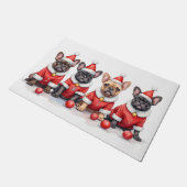 French Bulldog Christmas Dress Santa Hat Fußmatte (Schrägansicht)