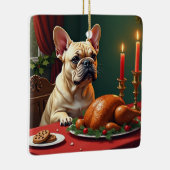 French Bulldog Christmas Eve Feast Painting Keramikornament (Rechts)