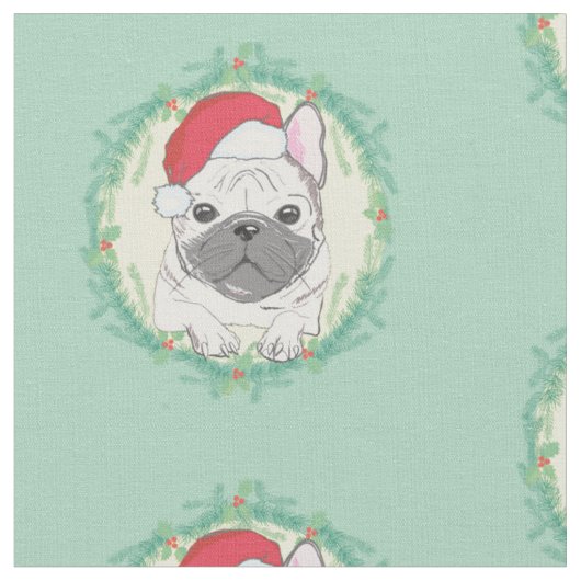 French Bulldog Christmas Fabric Stoff (Nahaufnahme)