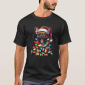 French Bulldog Christmas Funny Santa Hat Lights Do T-Shirt (Vorderseite)