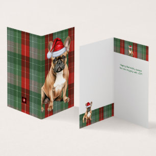 French Bulldog Christmas Green Red Holiday Kariert