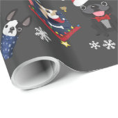 French Bulldog Christmas Holiday Wrapping Paper Geschenkpapier (Rolleneckpunkt)