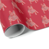 French Bulldog Christmas Hund Niedliche Silhouette Geschenkpapier (Rolleneckpunkt)