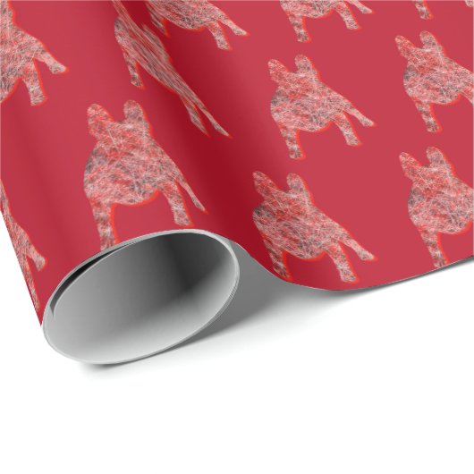 French Bulldog Christmas Hund Niedliche Silhouette Geschenkpapier (Rolleneckpunkt)