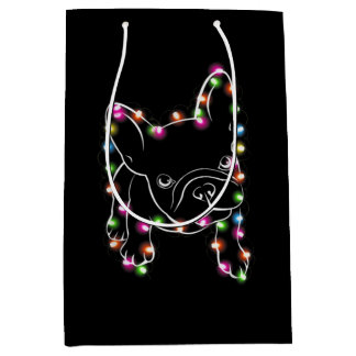 French Bulldog Christmas Light Mittlere Geschenktüte