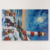French Bulldog Christmas Lighthouse Holiday Puzzle (Horizontal)