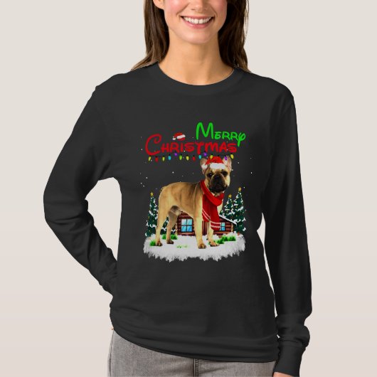 French Bulldog Christmas Lights Merry T-Shirt (Vorderseite)