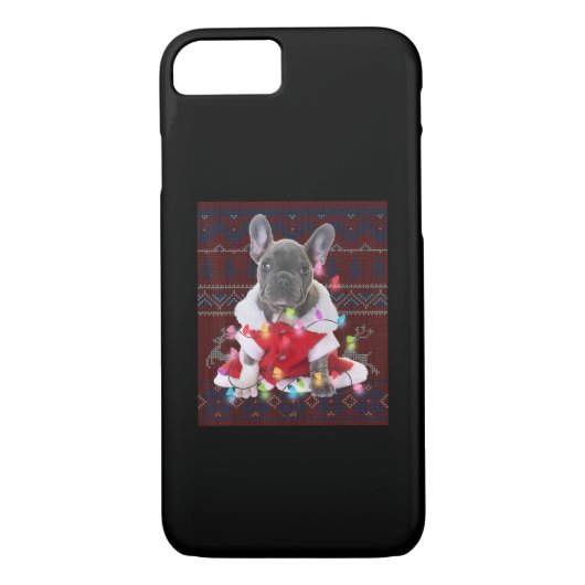 French Bulldog Christmas Lights Ugly Sweater Dog Case-Mate iPhone Hülle (Rückseite)