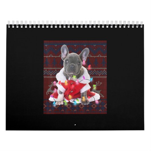 French Bulldog Christmas Lights Ugly Sweater Dog Kalender (Titelbild)