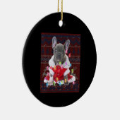 French Bulldog Christmas Lights Ugly Sweater Dog Keramik Ornament (Rechts)