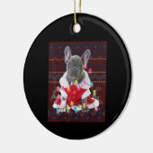 French Bulldog Christmas Lights Ugly Sweater Dog Keramik Ornament (Links)