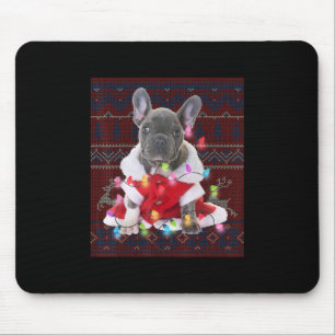 French Bulldog Christmas Lights Ugly Sweater Dog Mousepad