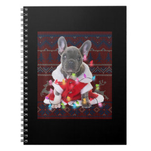 French Bulldog Christmas Lights Ugly Sweater Dog Notizblock