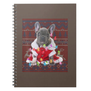 French Bulldog Christmas Lights Ugly Sweater Dog Notizblock