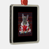 French Bulldog Christmas Lights Ugly Sweater Dog Ornament Aus Metall (Rechts)