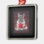 French Bulldog Christmas Lights Ugly Sweater Dog Ornament Aus Metall (Links)