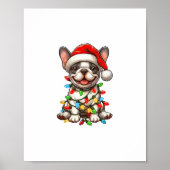 French Bulldog Christmas Lights Weihnachtsmannmütz Poster (Vorne)