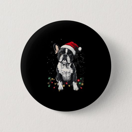 French Bulldog Christmas Lights Xmas Dogs Gifts Me Button (Vorderseite)